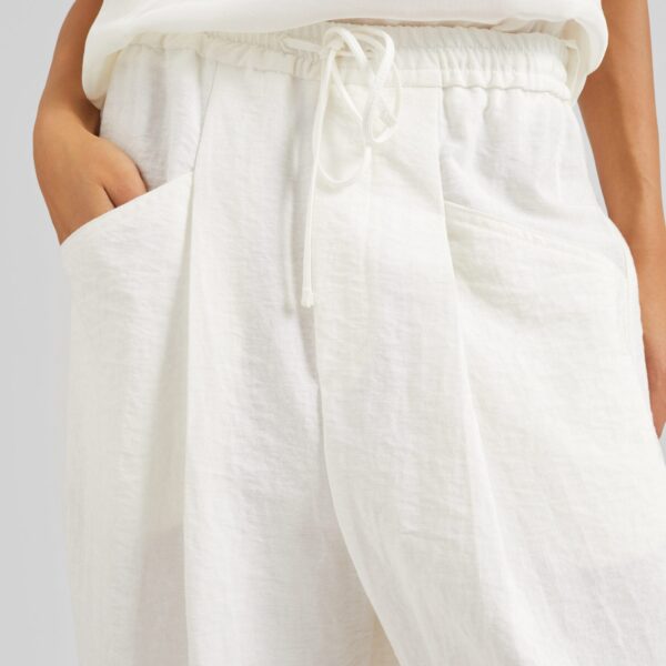 The Frankie Shop Senart Barrel Leg Pants - Ivory - Oversized Minimalist Pants in Ivory - Shop at Coveti
