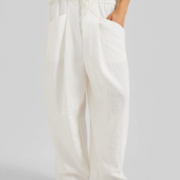 The Frankie Shop Senart Barrel Leg Pants - Ivory - Oversized Minimalist Pants in Ivory - Shop at Coveti