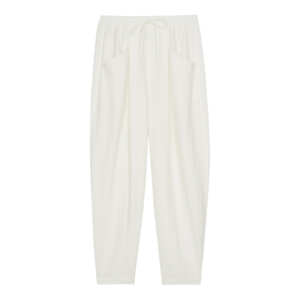 The Frankie Shop Senart Barrel Leg Pants - Ivory - Oversized Minimalist Pants in Ivory - Shop at Coveti