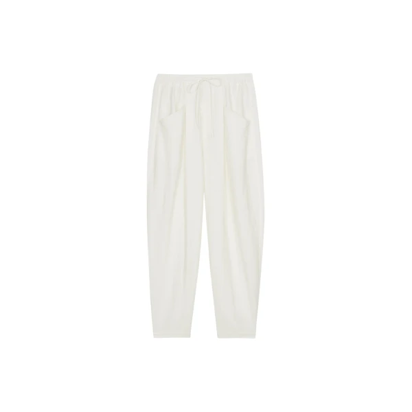 The Frankie Shop Senart Barrel Leg Pants - Ivory - Oversized Minimalist Pants in Ivory - Shop at Coveti