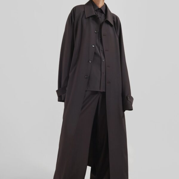 The Frankie Shop Shay Trench Coat - Brown - Oversized Minimalist Coats in Beige - Shop at Coveti