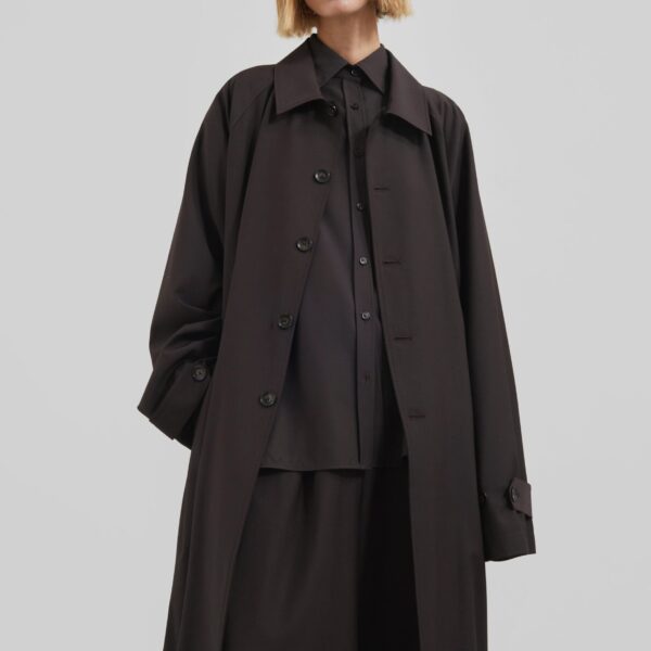 The Frankie Shop Shay Trench Coat - Brown - Oversized Minimalist Coats in Beige - Shop at Coveti