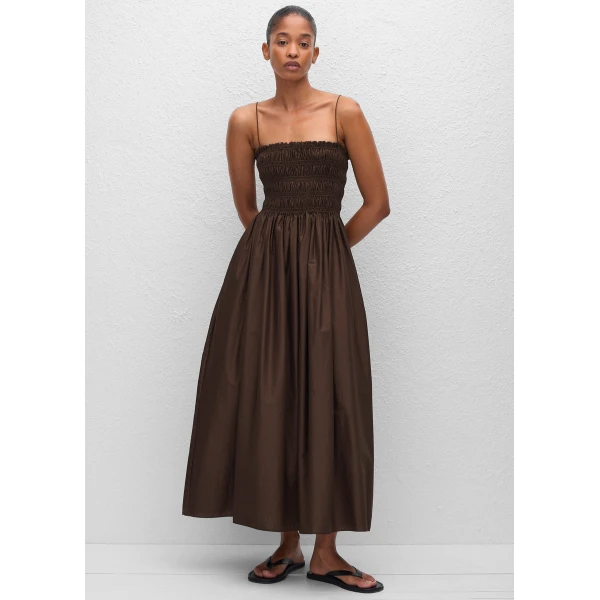 The Frankie Shop Shirred Bodice Dress – Chocolate, view 5