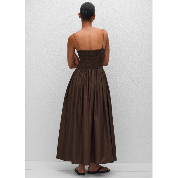 The Frankie Shop Shirred Bodice Dress – Chocolate, view 6