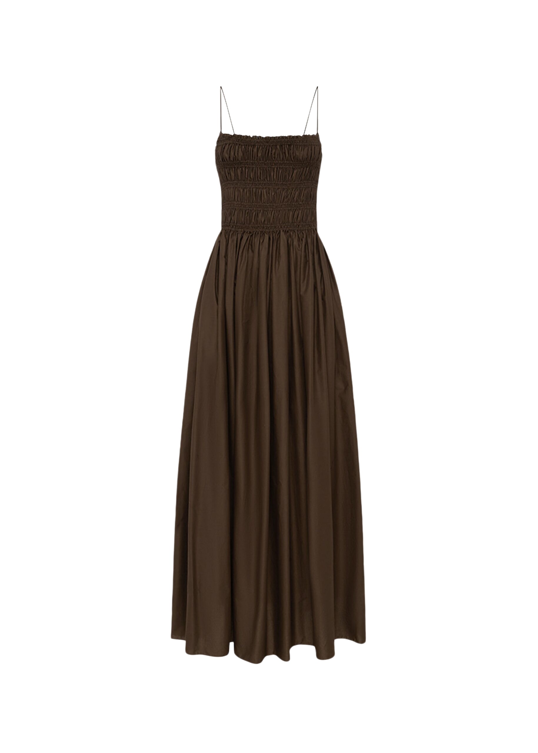 The Frankie Shop Shirred Bodice Dress – Chocolate