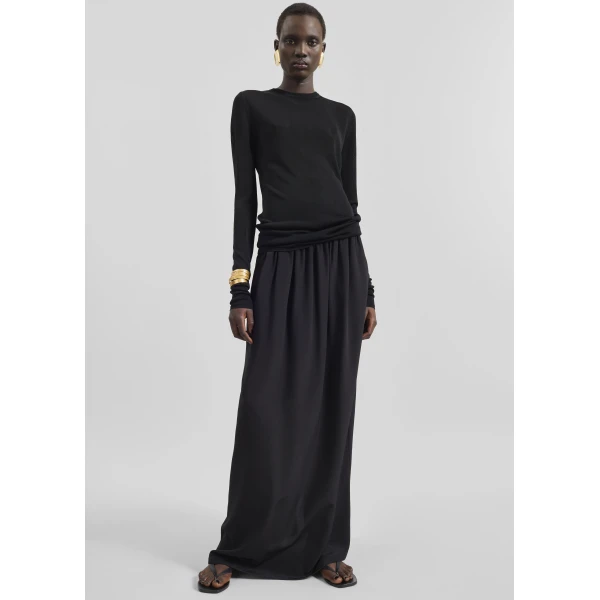 The Frankie Shop Sibena Silk Maxi Skirt – Black, view 2