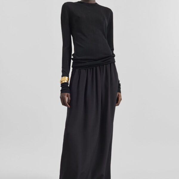 The Frankie Shop Sibena Silk Maxi Skirt - Black - Oversized Minimalist Skirts in Black - Shop at Coveti