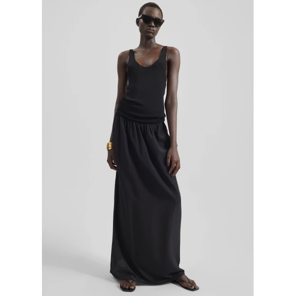 The Frankie Shop Sibena Silk Maxi Skirt – Black, view 3