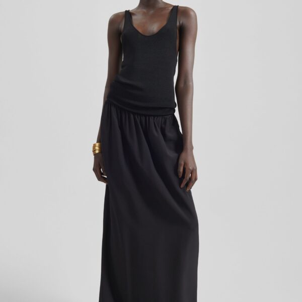 The Frankie Shop Sibena Silk Maxi Skirt - Black - Oversized Minimalist Skirts in Black - Shop at Coveti