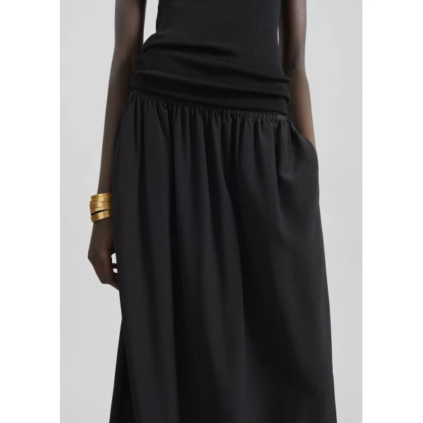 The Frankie Shop Sibena Silk Maxi Skirt – Black, view 4