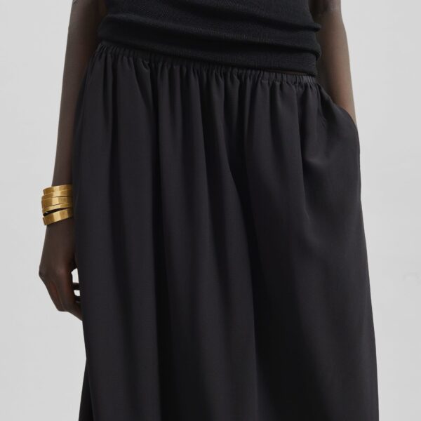 The Frankie Shop Sibena Silk Maxi Skirt - Black - Oversized Minimalist Skirts in Black - Shop at Coveti