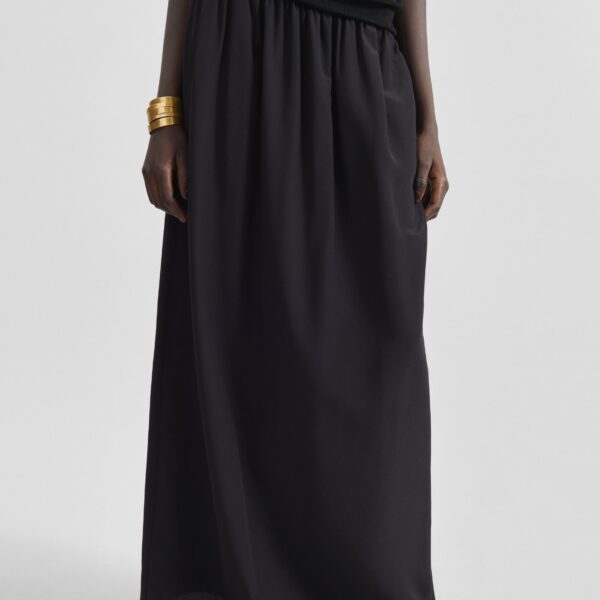 The Frankie Shop Sibena Silk Maxi Skirt - Black - Oversized Minimalist Skirts in Black - Shop at Coveti