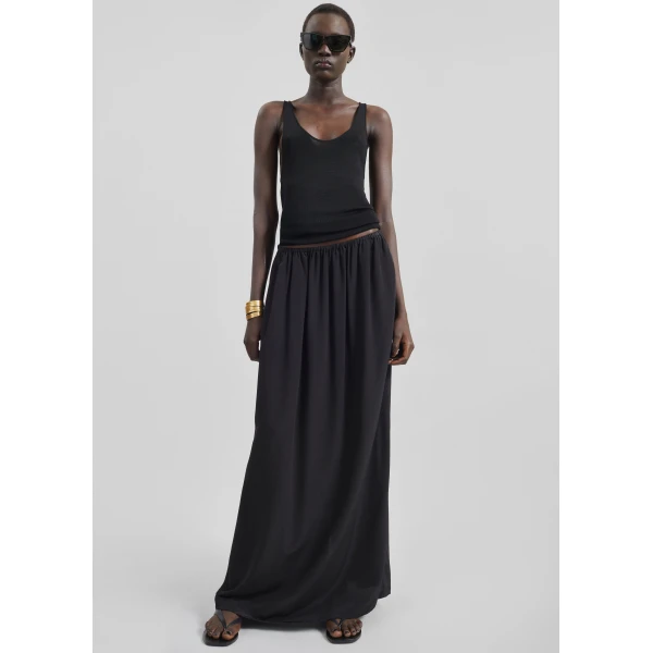 The Frankie Shop Sibena Silk Maxi Skirt – Black, view 6