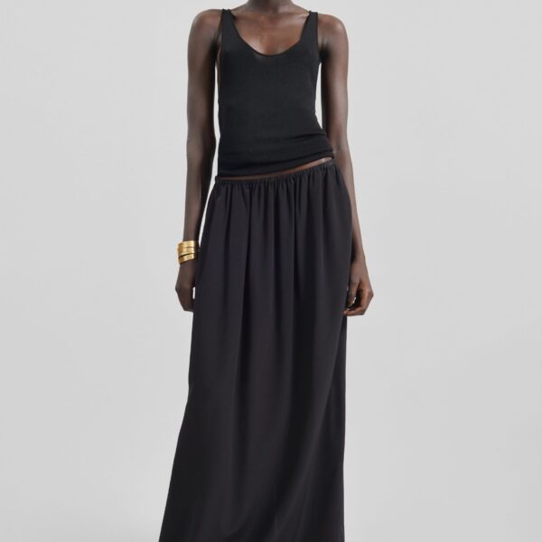 The Frankie Shop Sibena Silk Maxi Skirt - Black - Oversized Minimalist Skirts in Black - Shop at Coveti