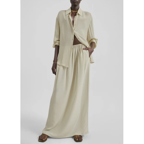 The Frankie Shop Sibena Silk Maxi Skirt – Cement, view 3