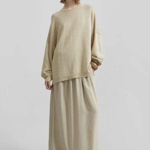 The Frankie Shop Sibena Silk Maxi Skirt - Cement - Oversized Minimalist Skirts in Grey - Shop at Coveti