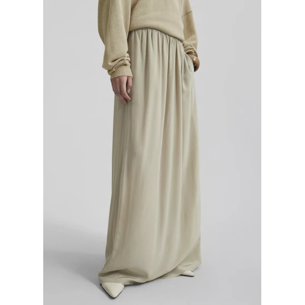 The Frankie Shop Sibena Silk Maxi Skirt – Cement, view 6