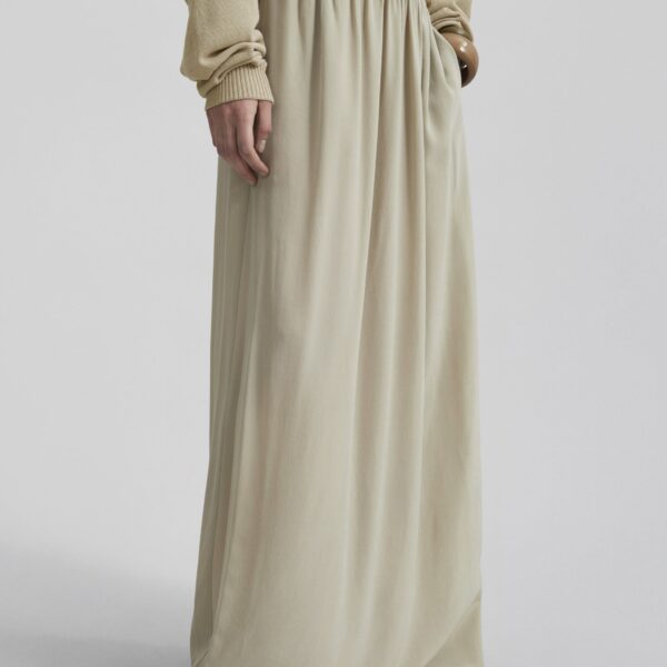 The Frankie Shop Sibena Silk Maxi Skirt - Cement - Oversized Minimalist Skirts in Grey - Shop at Coveti