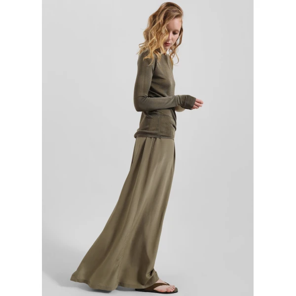 The Frankie Shop Sibena Silk Maxi Skirt – Khaki, view 3