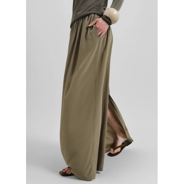 The Frankie Shop Sibena Silk Maxi Skirt – Khaki, view 4
