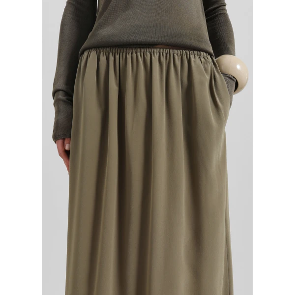 The Frankie Shop Sibena Silk Maxi Skirt – Khaki, view 5