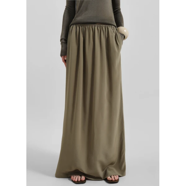 The Frankie Shop Sibena Silk Maxi Skirt – Khaki, view 6