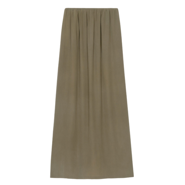 The Frankie Shop Sibena Silk Maxi Skirt - Khaki - Oversized Minimalist Skirts in Green - Shop at Coveti