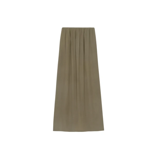 The Frankie Shop Sibena Silk Maxi Skirt - Khaki - Oversized Minimalist Skirts in Green - Shop at Coveti