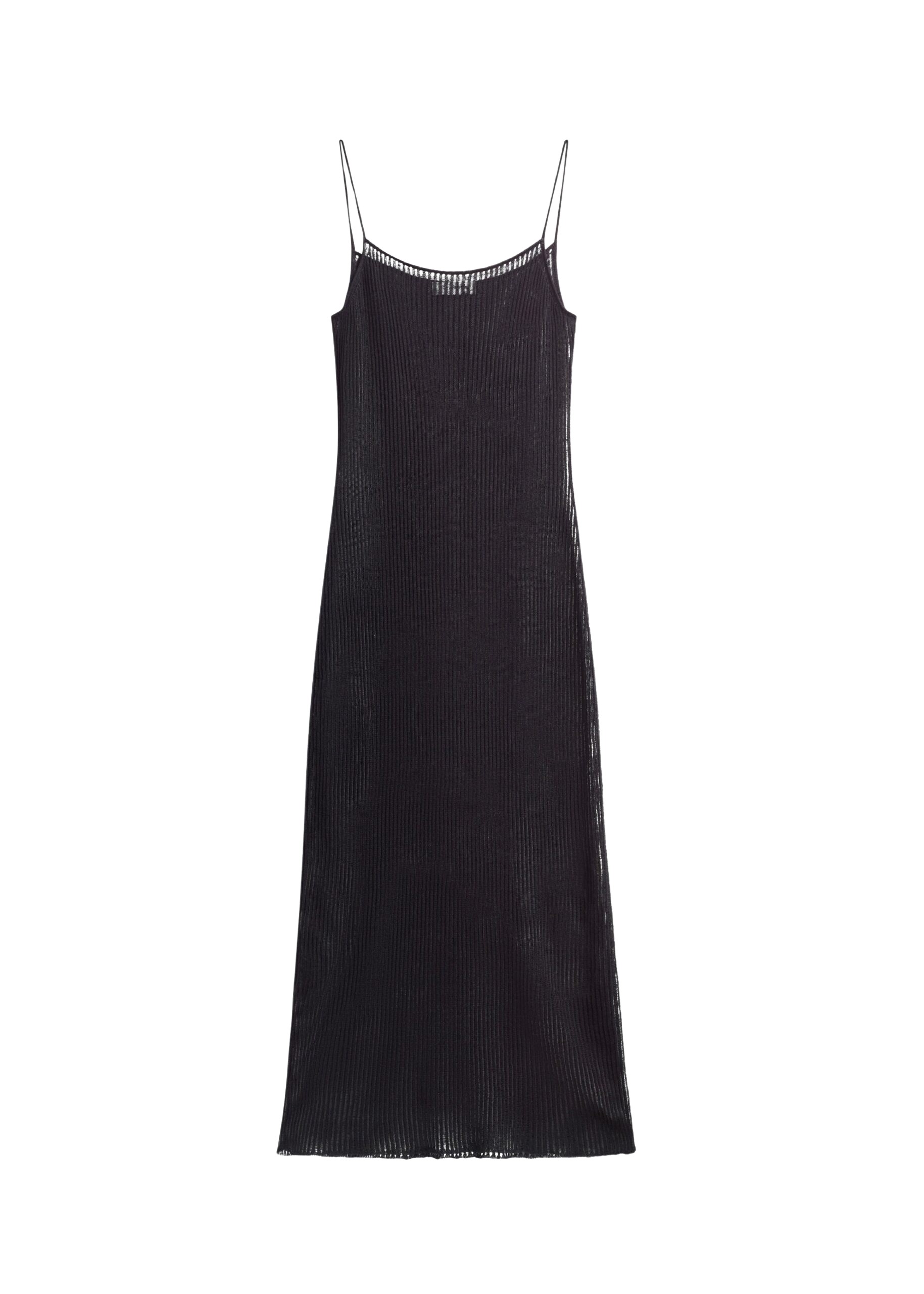 The Frankie Shop Sienna Semi Sheer Ribbed Dress – Black