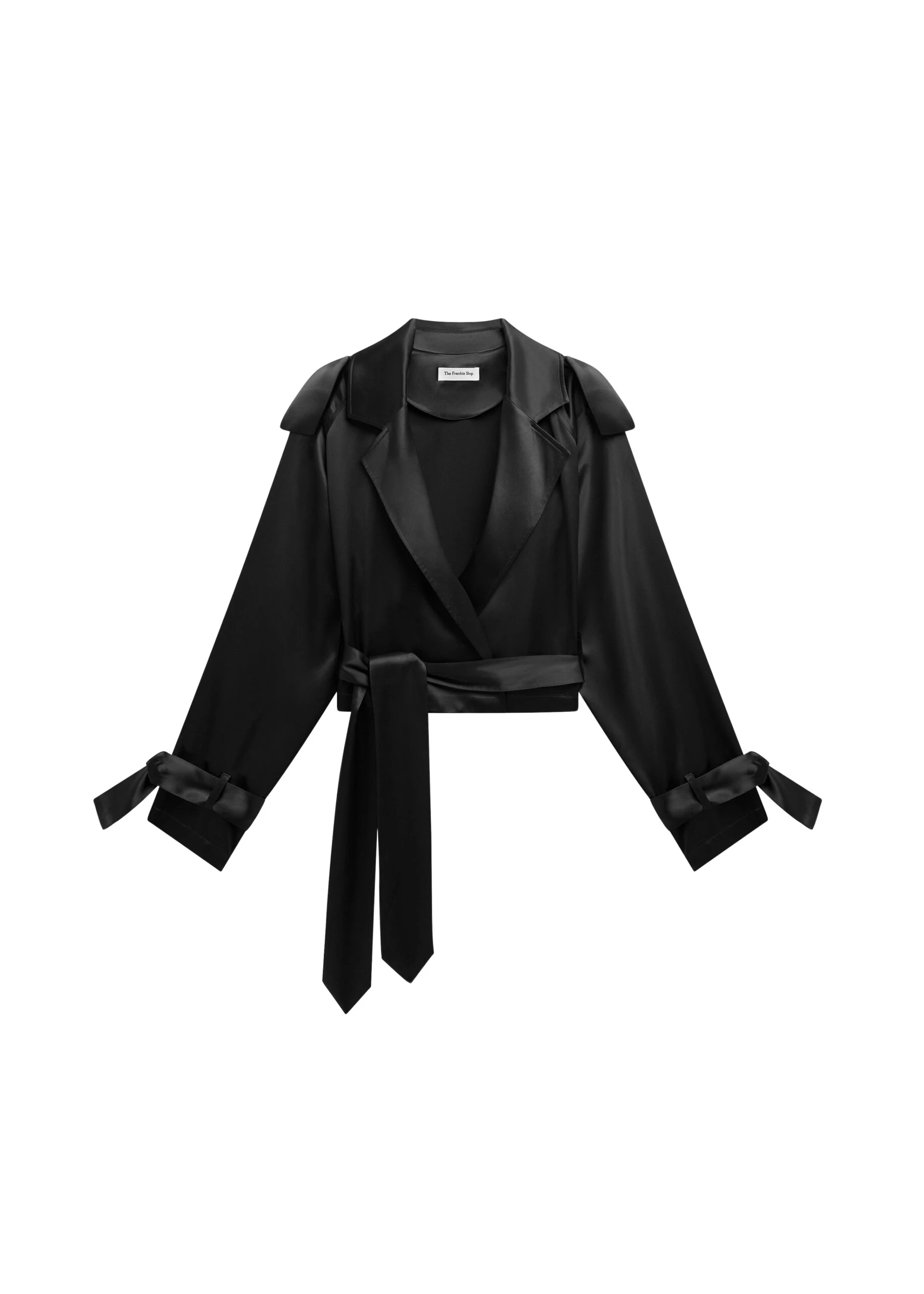 The-Frankie-Shop-Simona-Satin-Short-Trench-Black-coveti-scaled74807_nobg The Frankie Shop Simona Satin Short Trench - Black - Oversized Minimalist Coats in Black - Shop at Coveti