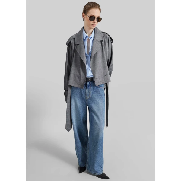 The Frankie Shop Simona Short Trench – Grey Melange, view 5