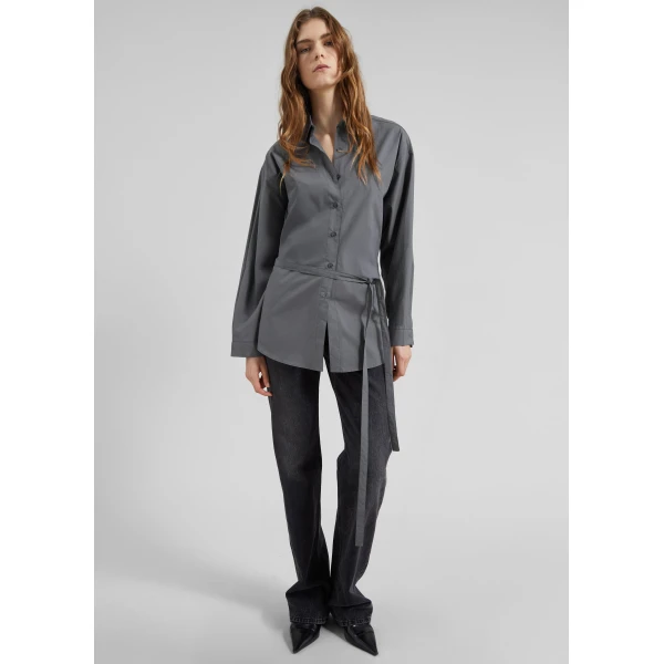 The Frankie Shop Skara Belted Shirt – Slate Grey, view 2