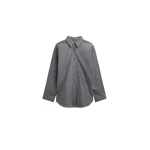The Frankie Shop Skara Belted Shirt - Slate Grey - Oversized Minimalist Tops in Grey - Shop at Coveti