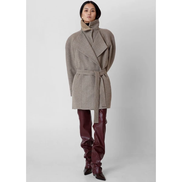 The Frankie Shop Skive Padded Short Coat – Beige Melange, view 2