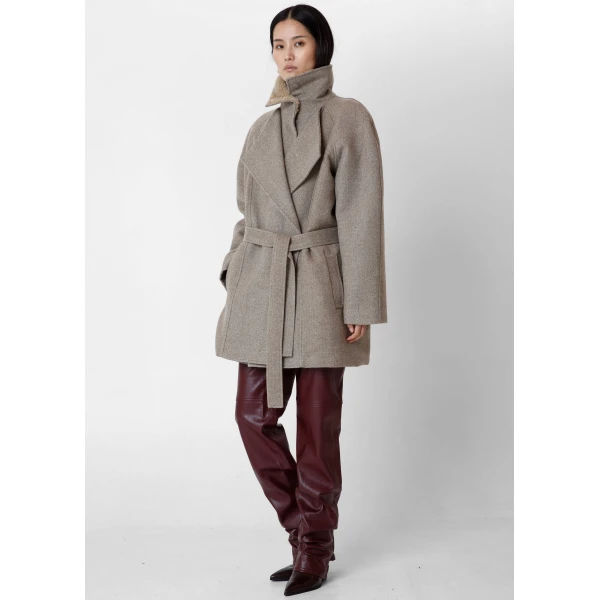 The Frankie Shop Skive Padded Short Coat – Beige Melange, view 5