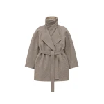 The Frankie Shop Skive Padded Short Coat - Beige Melange - Oversized Minimalist Coats in Beige - Shop at Coveti