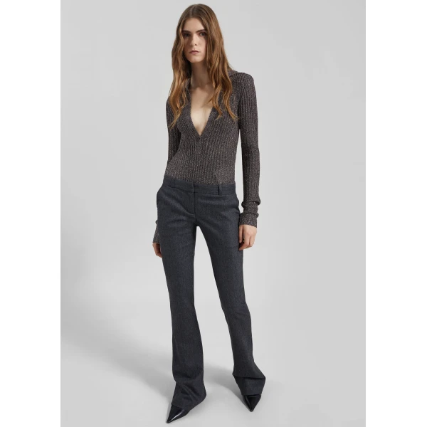 The Frankie Shop Solana Polo Bodysuit – Black Metallic, view 6