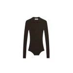 The Frankie Shop Solana Polo Bodysuit - Brown - Oversized Minimalist Bikini in Beige - Shop at Coveti