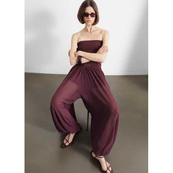 The Frankie Shop Solrae Fluid Balloon Pants – Burgundy, view 2