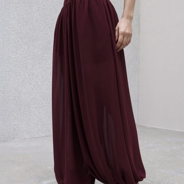 The Frankie Shop Solrae Fluid Balloon Pants - Burgundy - Oversized Minimalist Pants in Red - Shop at Coveti