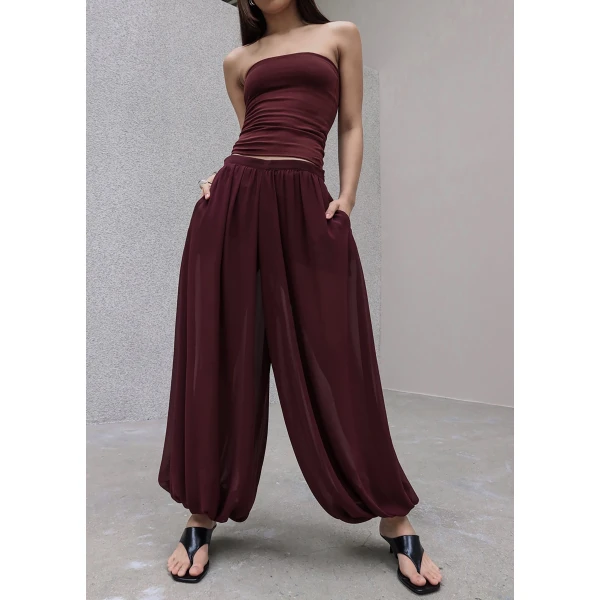 The Frankie Shop Solrae Fluid Balloon Pants – Burgundy, view 6