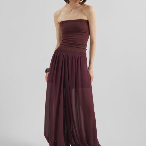 The Frankie Shop Solrae Tube Top - Burgundy - Oversized Minimalist Tops in Red - Shop at Coveti