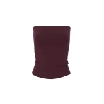 The Frankie Shop Solrae Tube Top - Burgundy - Oversized Minimalist Tops in Red - Shop at Coveti