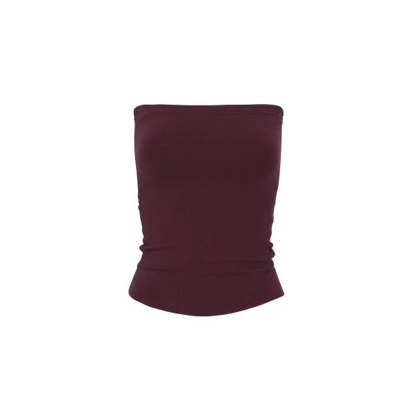The Frankie Shop Solrae Tube Top - Burgundy - Oversized Minimalist Tops in Red - Shop at Coveti