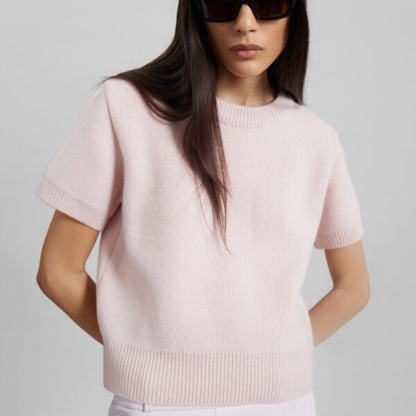 The Frankie Shop Sona Wool Knit Top - Pink - Oversized Minimalist Tops in Pink - Shop at Coveti