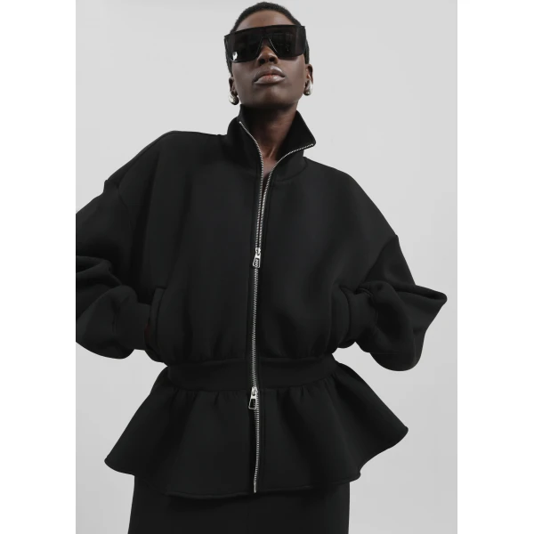The Frankie Shop Sorelle Peplum Jacket – Black, view 3