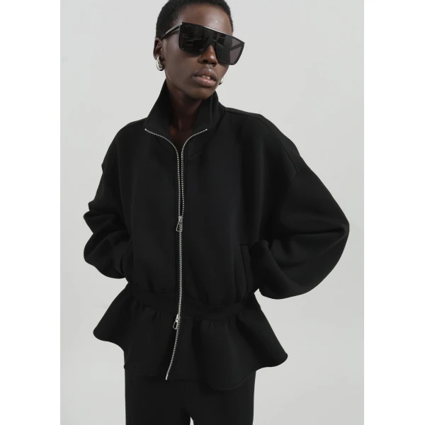 The Frankie Shop Sorelle Peplum Jacket – Black, view 4