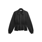 The Frankie Shop Sorelle Peplum Jacket - Black - Oversized Minimalist Jackets in Black - Shop at Coveti
