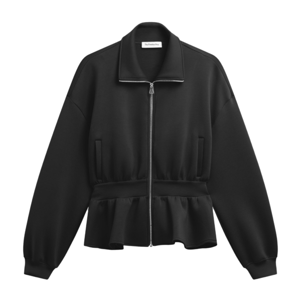 The Frankie Shop Sorelle Peplum Jacket - Black - Oversized Minimalist Jackets in Black - Shop at Coveti