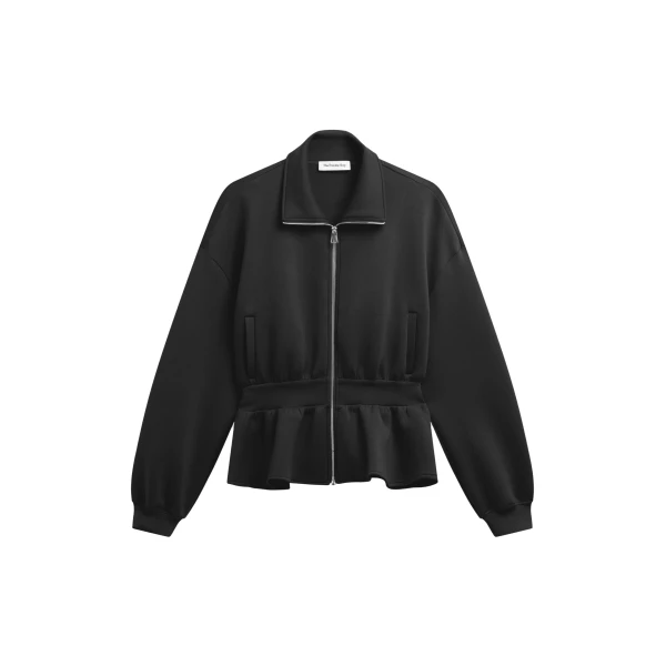 The Frankie Shop Sorelle Peplum Jacket - Black - Oversized Minimalist Jackets in Black - Shop at Coveti